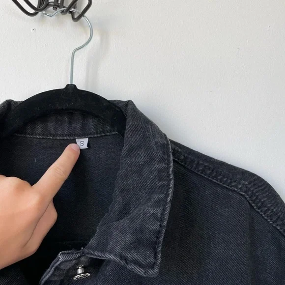 Black Cropped Jean Jacket - Picture 2 of 3